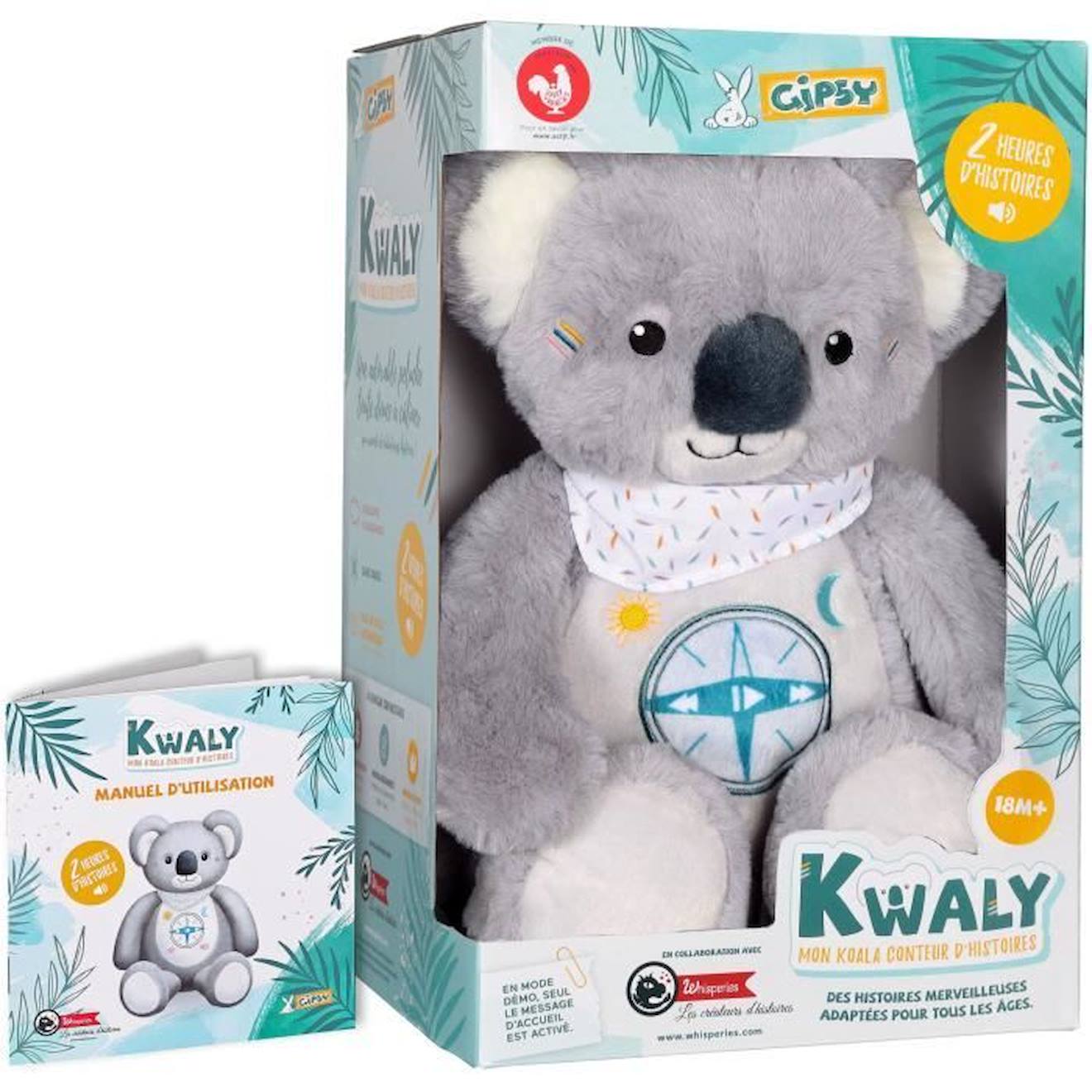 Gipsy Toys - Kwaly- Koala Conteur D’histoires - Peluche Qui Parle Interactive -version Française - 2