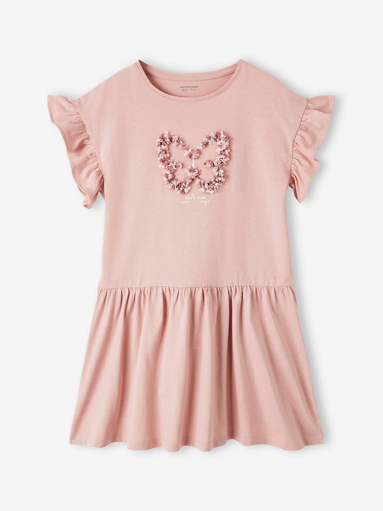 Vertbaudet - Robe motif fantaisie en relief fille mauve