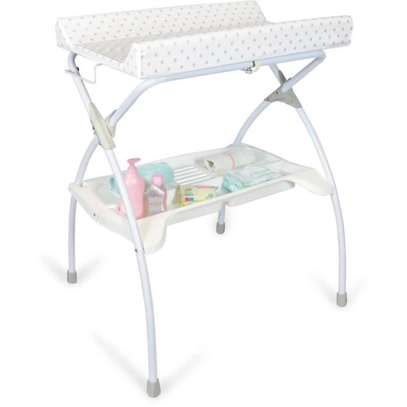 Table À Langer Moon - Babyland - Pvc - 80x68x98cm - Etoile Grise - Made In Italia Blanc