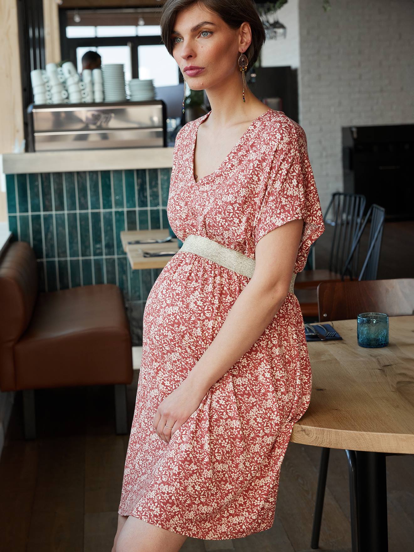 Robe grossesse Félicineor ENVIE DE FRAISE terracotta