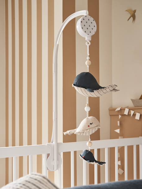 Vertbaudet - Mobile musical baleines NAVY SEA beige chiné