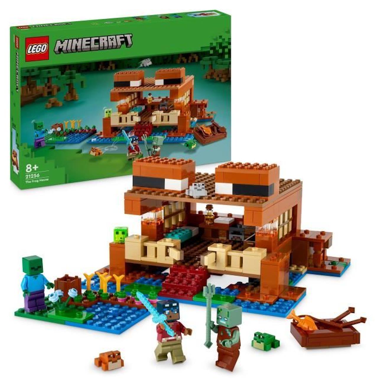 Lego® 21256 Minecraft La Maison De La Grenouille, Jouet Avec Figurines D'animaux, Personnages : Zomb