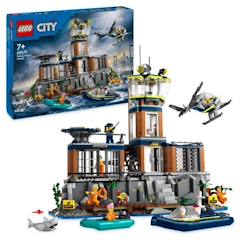 Jouet-LEGO® 60419 City La Prison de la Police en Haute Mer, Jouet avec Hélicoptère et Bateau, 7 Minifigurines et Figurine de Chien