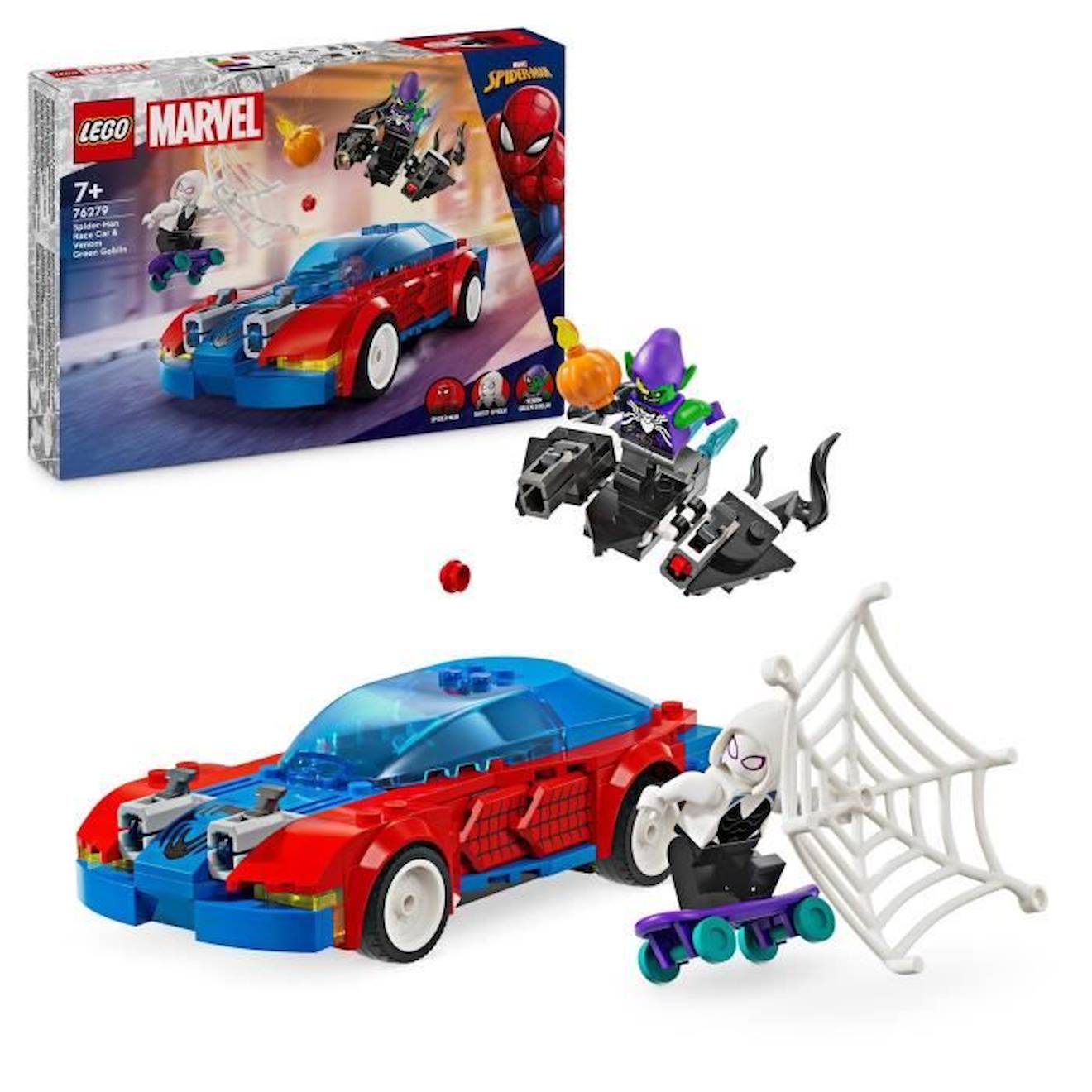 Lego® 76279 Marvel La Voiture De Course De Spider-man Contre Le Bouffon Vert Venomisé, Jouet Avec Mi