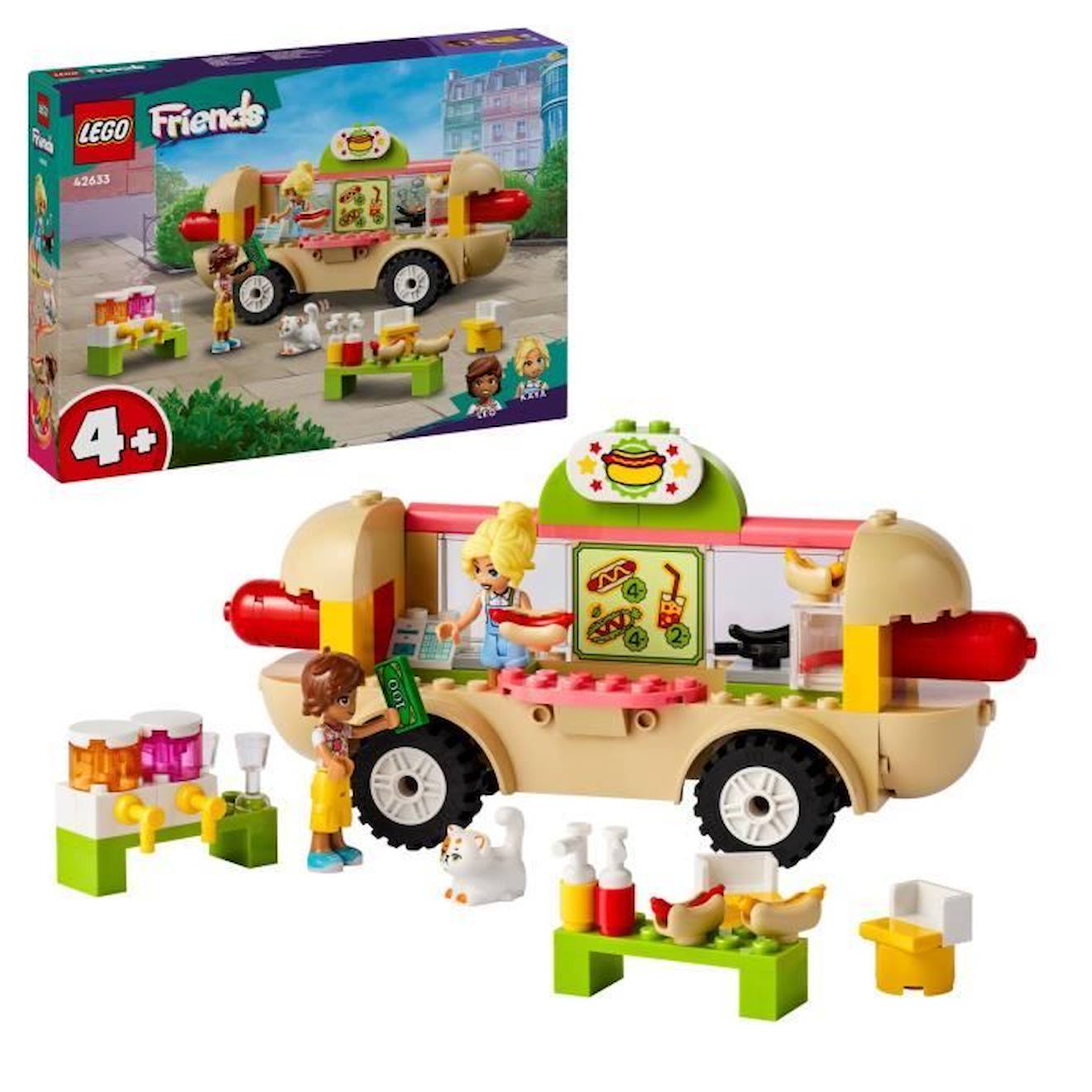 Lego® 42633 Friends Le Food-truck De Hot-dogs, Jouet De Restaurant Mobile, Avec Figurines Et Chat, C
