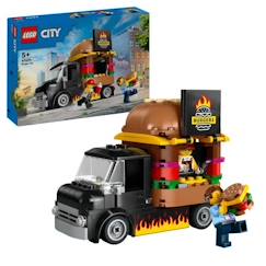 Jouet-LEGO® 60404 City Le Food-truck de Burgers, Jouet de Camionnette, Jeu Imaginatif avec Camionnette et Minifigurines