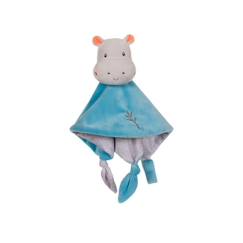 -Carré Doudou - Bamboo - Hippopotame - 24 cm - Bleu - Peluche pour Bébé