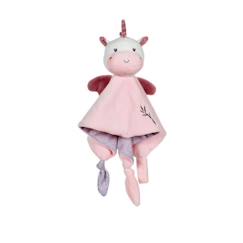 -Carré Doudou - Bamboo - Licorne - 24 cm - Rose - Peluche douce