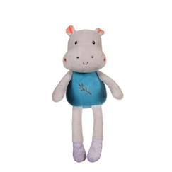 Jouet-Peluche Pantin - Bamboo - Hippopotame - 24 cm - Bleu et Gris - Douceur et Réconfort