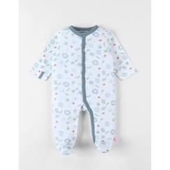 Pyjama 1 pièce imprimé animalier en jersey écru/bleu clair  - vertbaudet enfant
