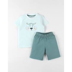 -Pyjama 2 pièces - MARQUE - Guépard - Jersey d'eau - Short sauge - Confort maximal