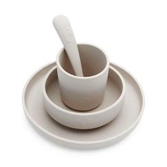 Coffret de table bébé Silicone Nougat Beige (4pcs) - Set vaisselle - Assiette Verre Couverts  - vertbaudet enfant