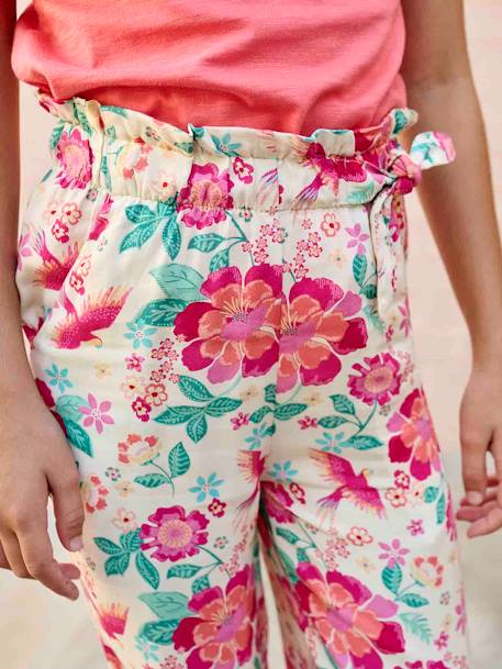 Pantalon large motifs fleurs fille écru+jaune pâle+multicolore 12 - vertbaudet enfant 