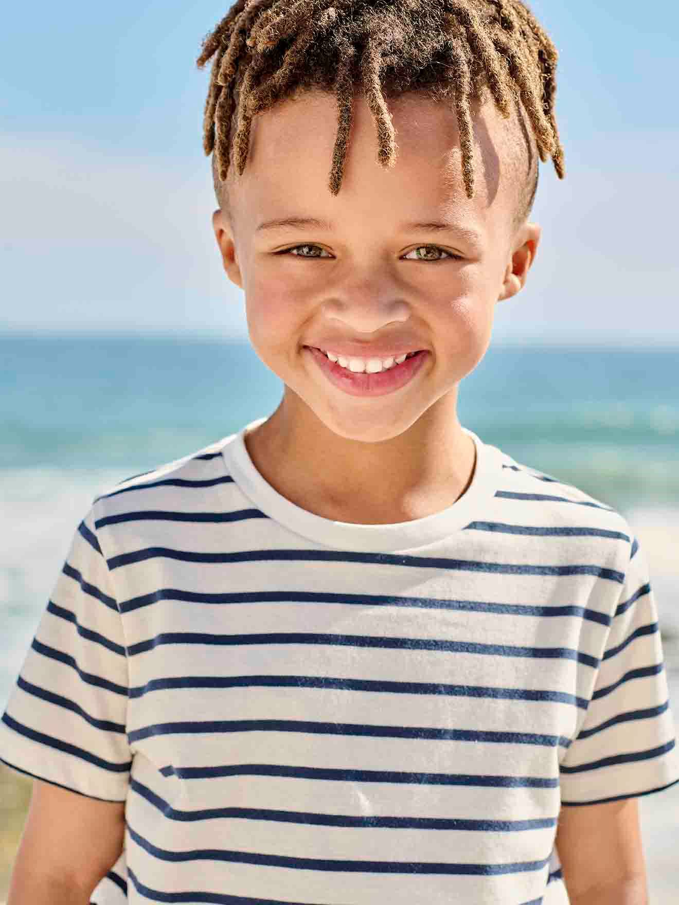 T-shirt rayé garçon manches courtes dark bleu indigo rayé