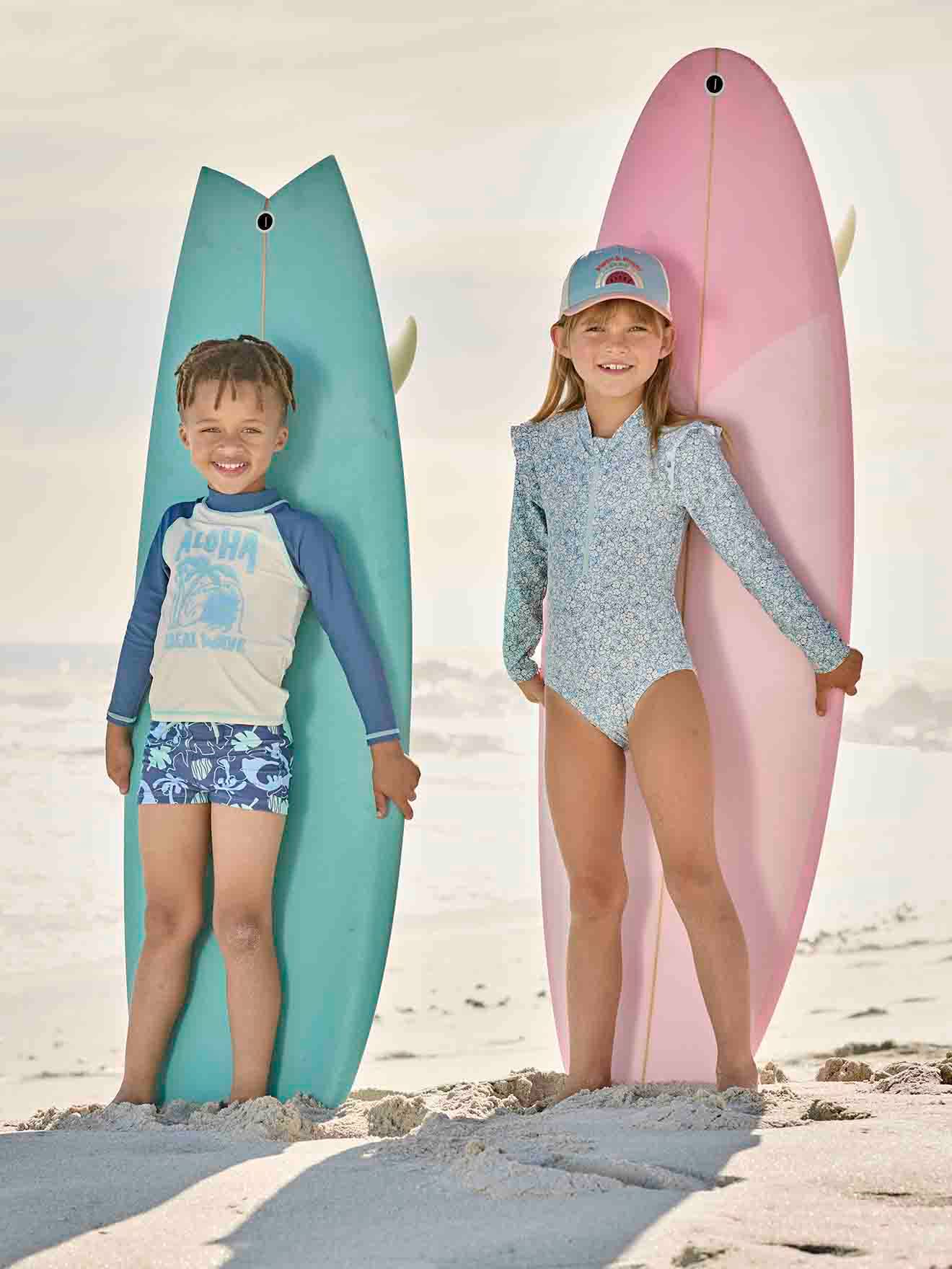Maillot de bain 1 pièce fille bleu grisé