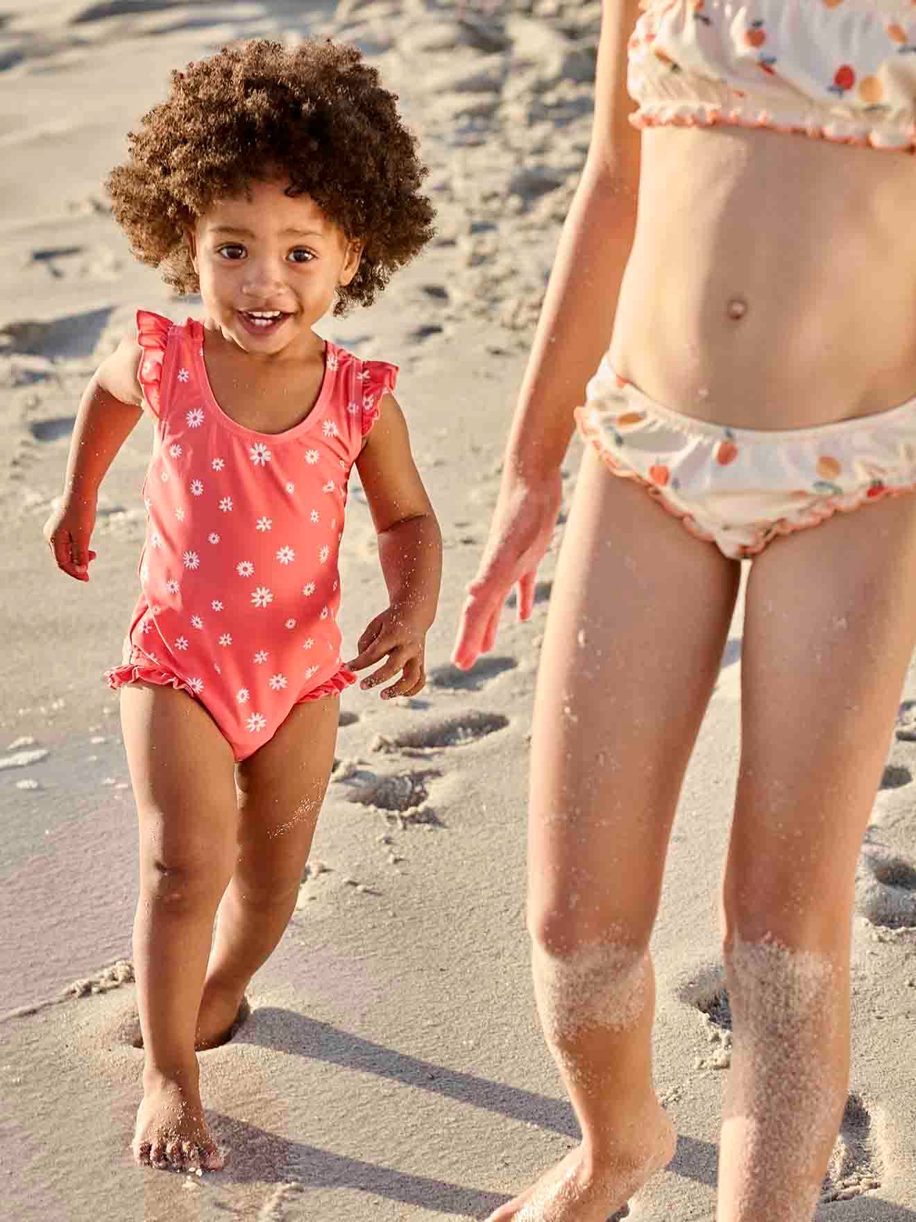 Vertbaudet - Maillot de bain 1 pièce bébé fille fleurs fuchsia