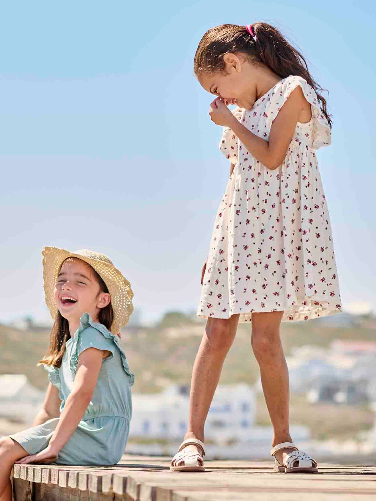 Robe en maille reliéfée fille écru