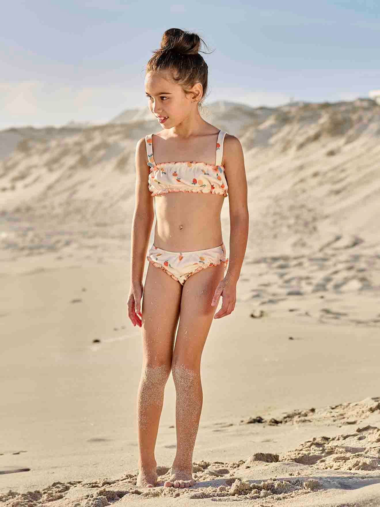 Vertbaudet - Maillot de bain 2 pièces pêches fille écru