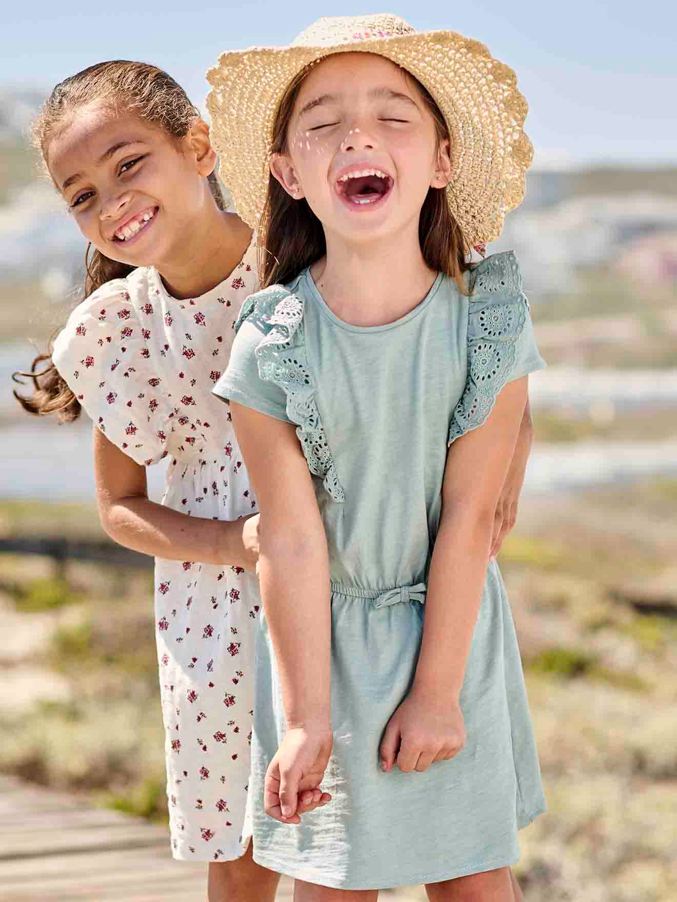 Robe Bébé Fille VERTBAUDET - Velours Côtelé 100% Coton, Broderie Anglaise, Manches Longues - Couleur Terracotta, Boutons Imitation Bois - 5