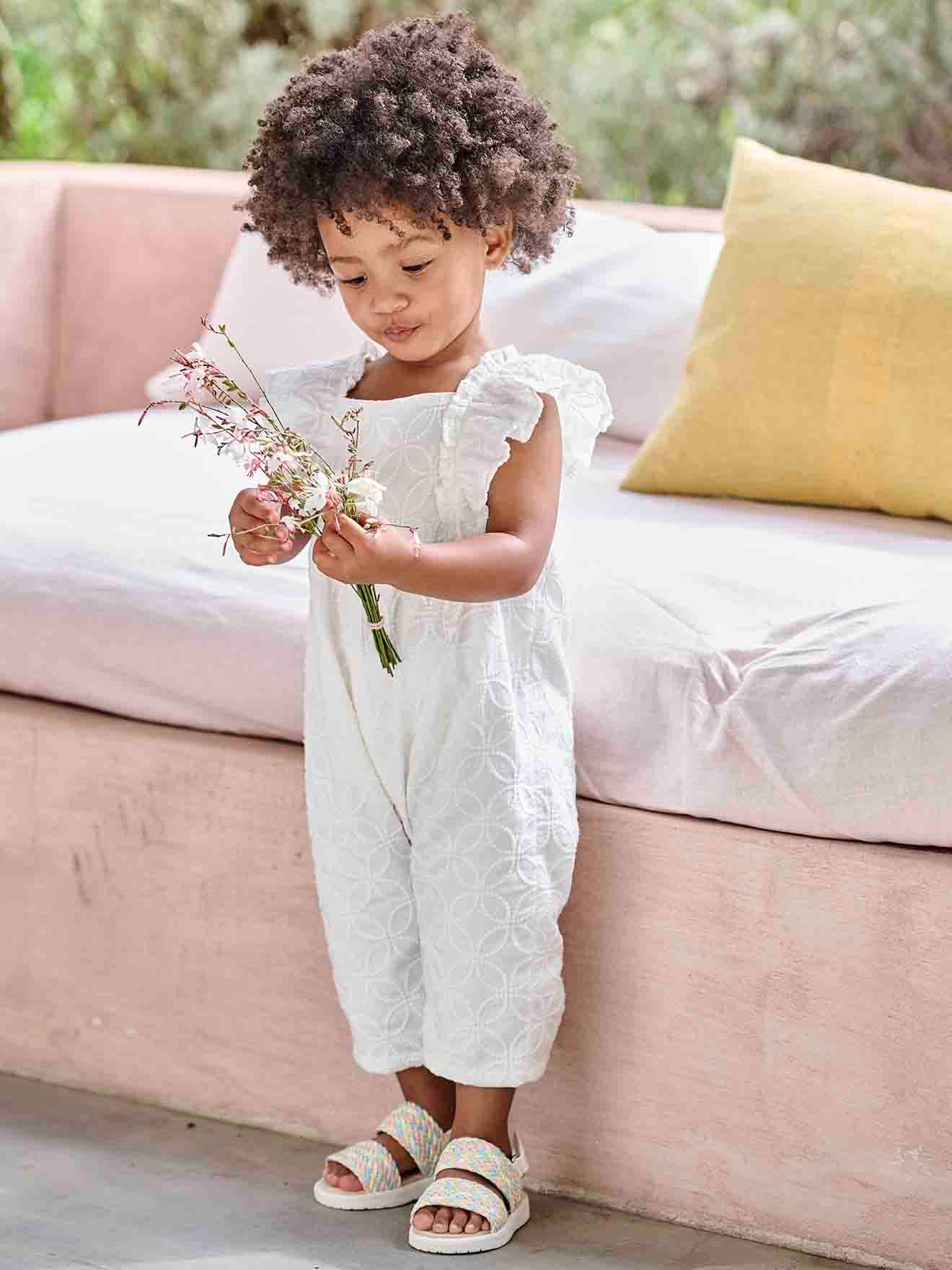 Combinaison brodée de cérémonie bébé écru