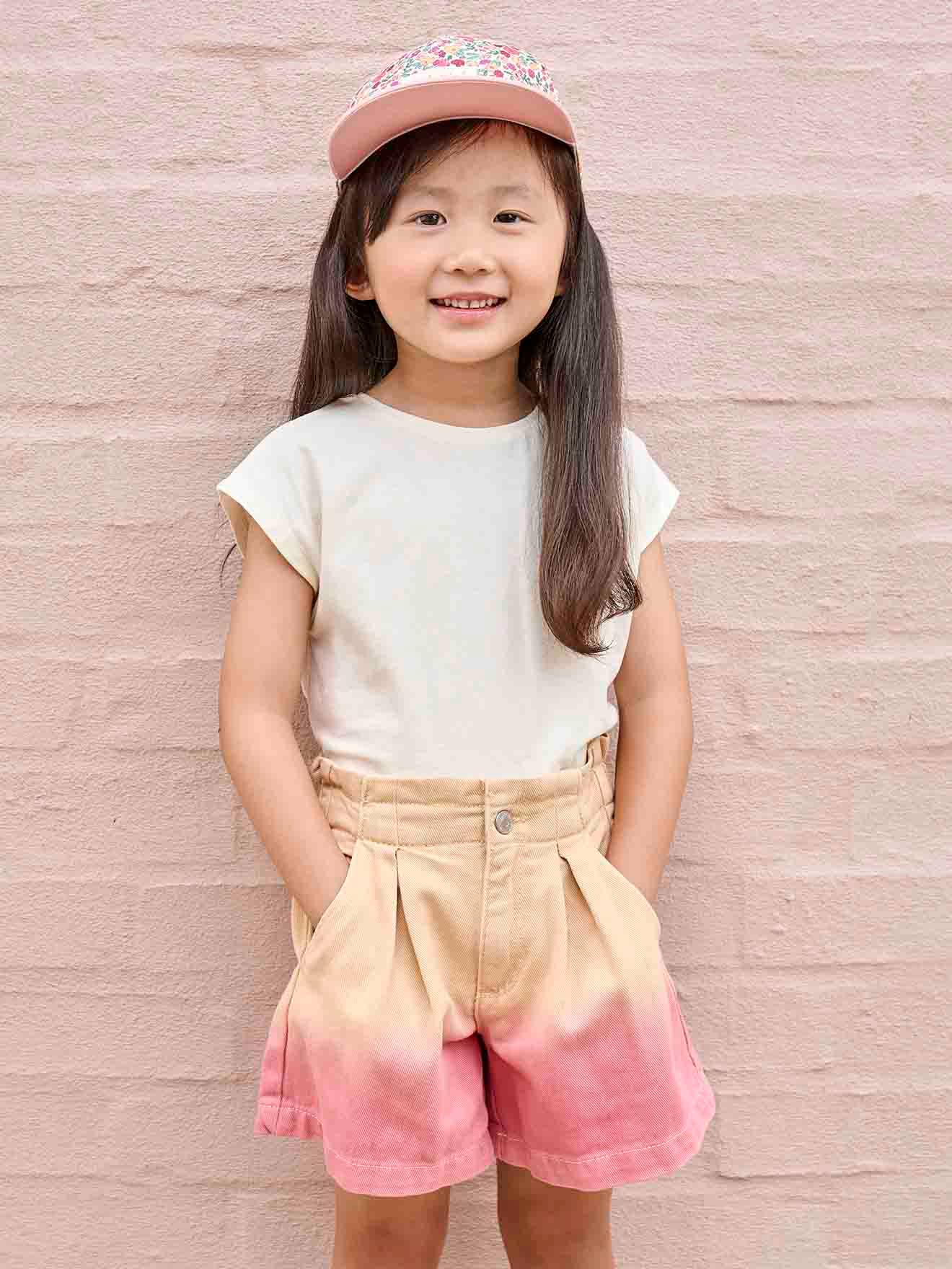 Short en toile effet dip dye fille pêche