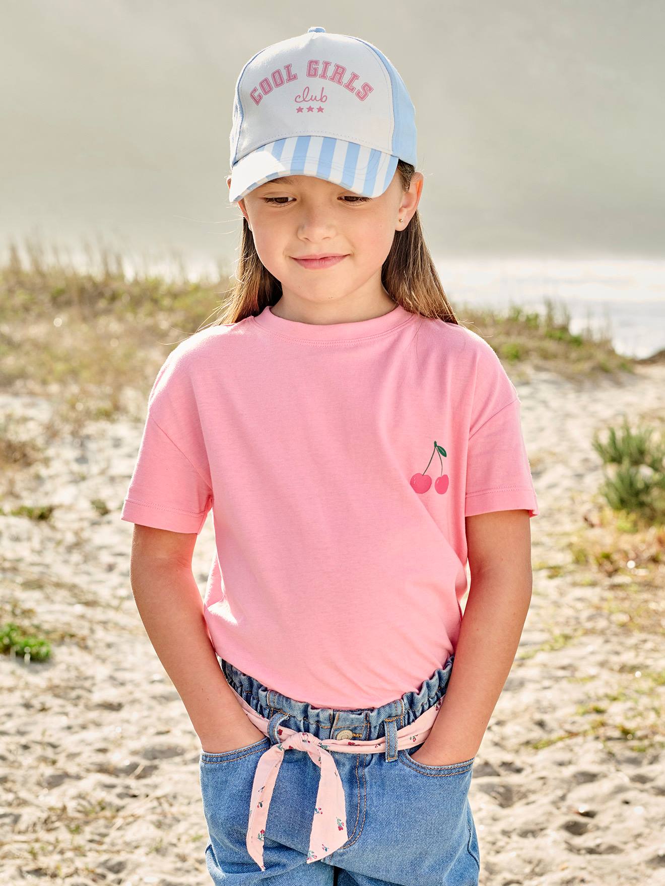 Tee-shirt uni fille manches courtes rose bonbon