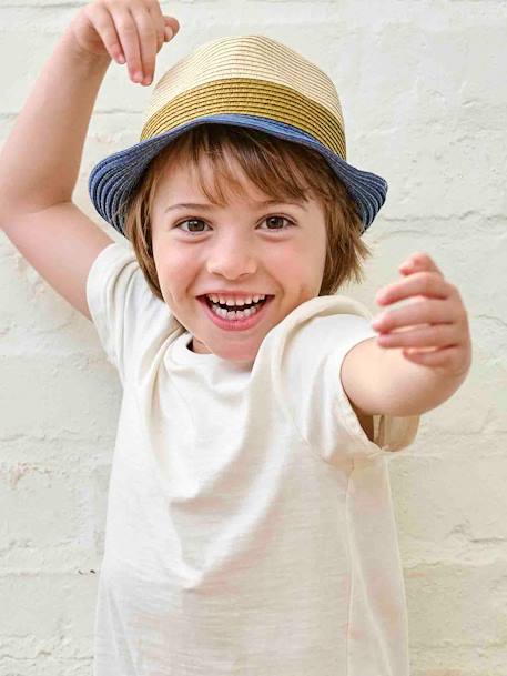Chapeau esprit panama tricolore aspect paille garçon  - vertbaudet enfant