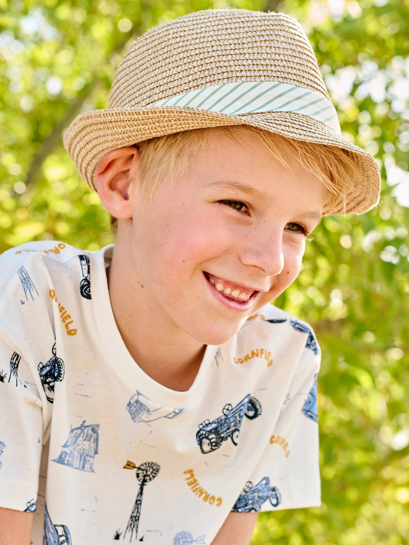 Chapeau esprit panama aspect paille garçon bois