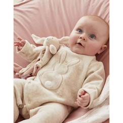 -Pyjama 1 pièce - Noukie's - Beige - Velours - Lapin brodé - Confort bébé