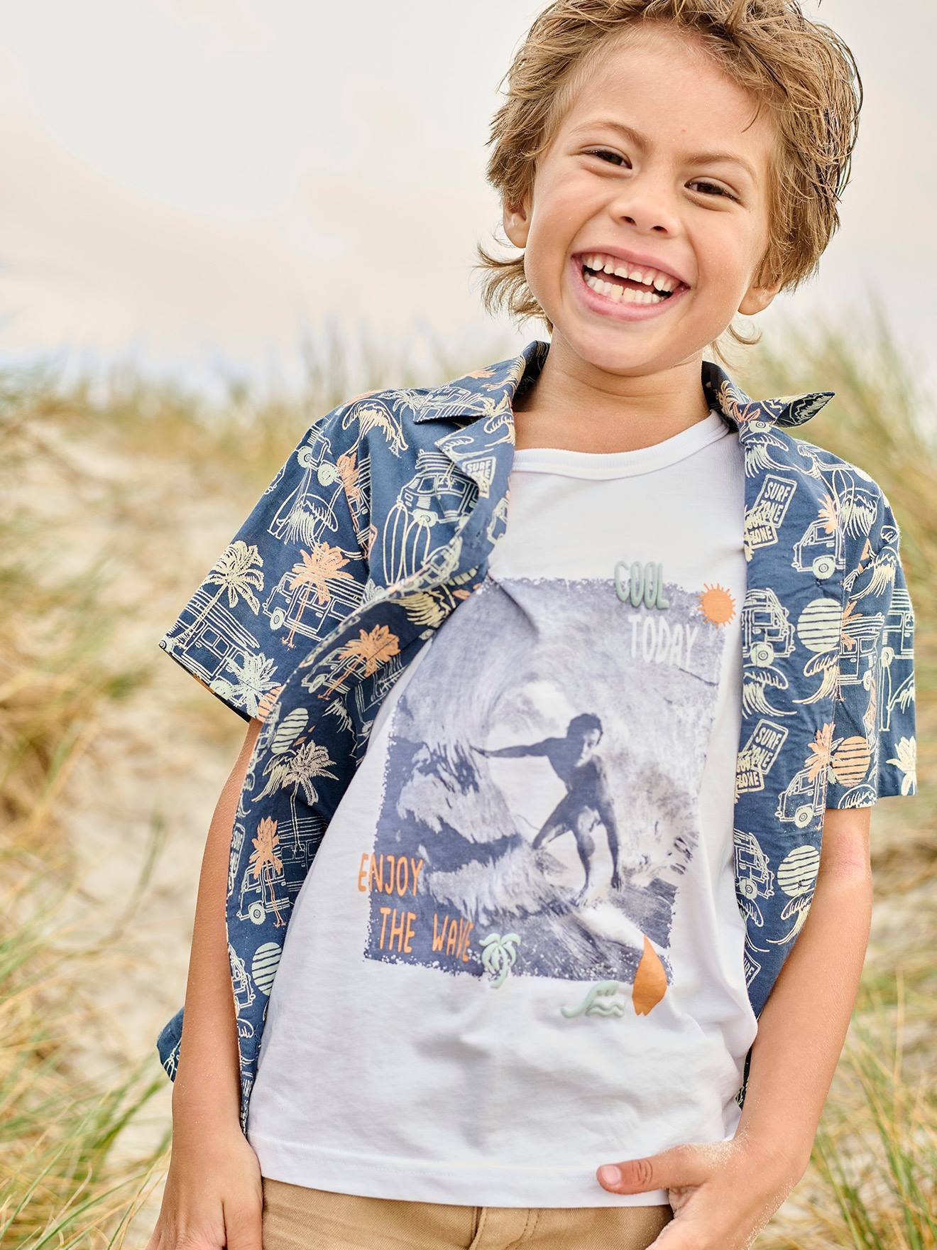 Débardeur photoprint surf garçon blanc