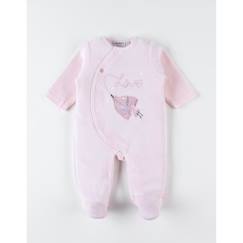 -Pyjama 1 pièce - Noukie's - Oiseau - Velours - Rose - Bébé Fille