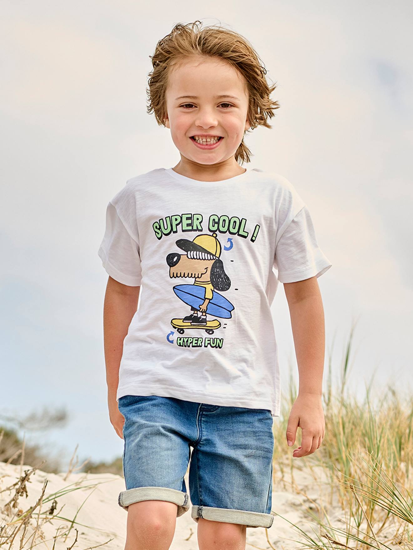 Tee-shirt motif animal ludique garçon blanc