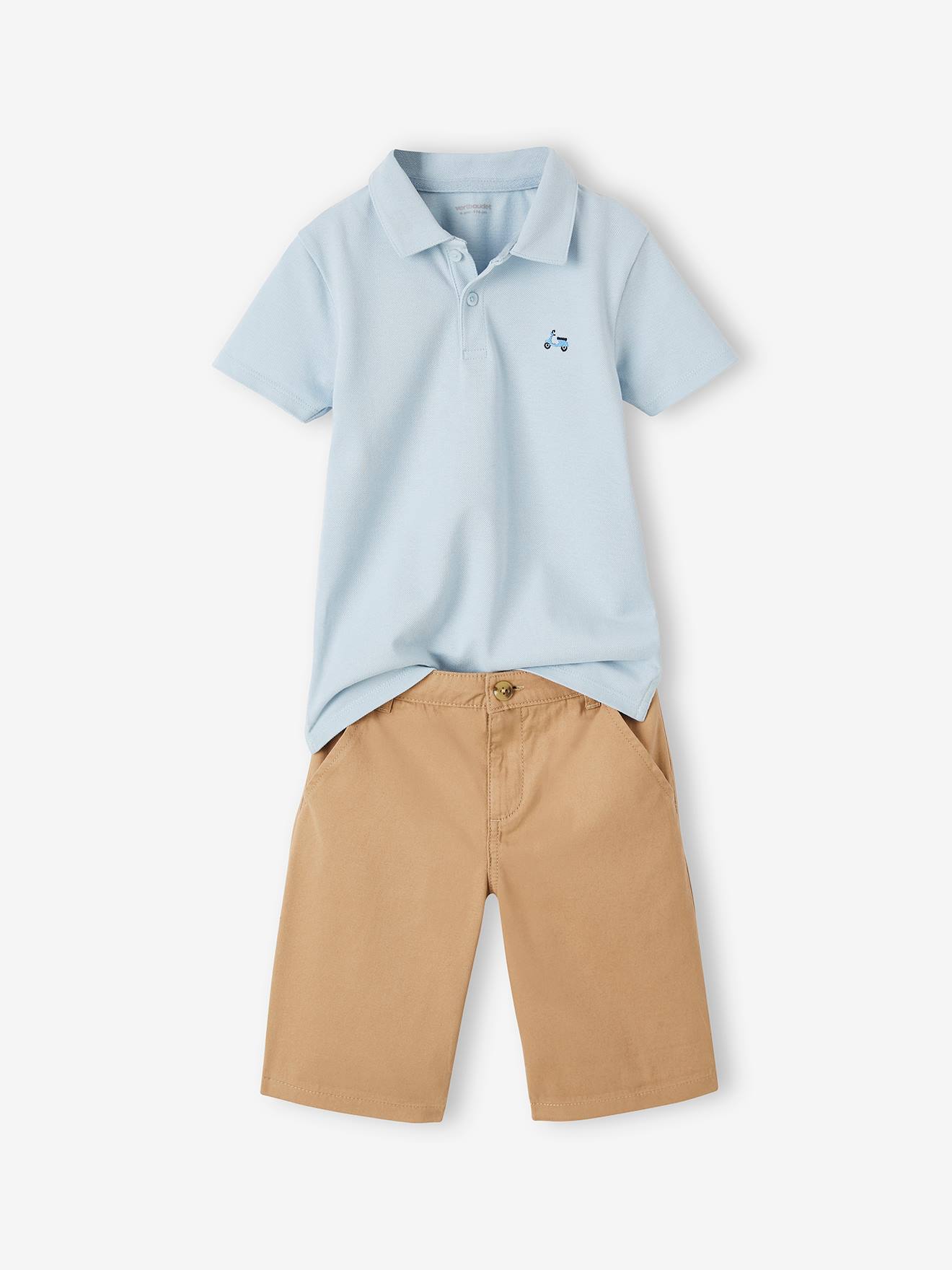 Ensemble polo et short garçon bleu ciel