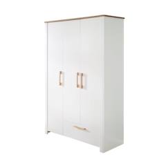 Chambre et rangement-Chambre-Armoire, portant-ROBA Armoire Bébé "Ava" à 3 portes  - 1 tiroir - Blanc/décor 'chêne artisan'
