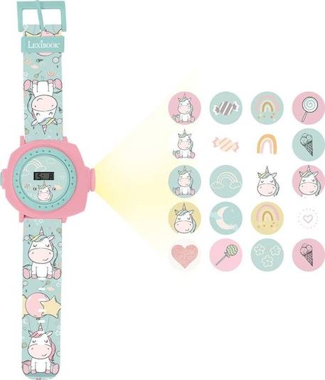 Fille-Montre digitale - Licorne - Bracelet ajustable - Projection 20 images - Mixte - Quartz