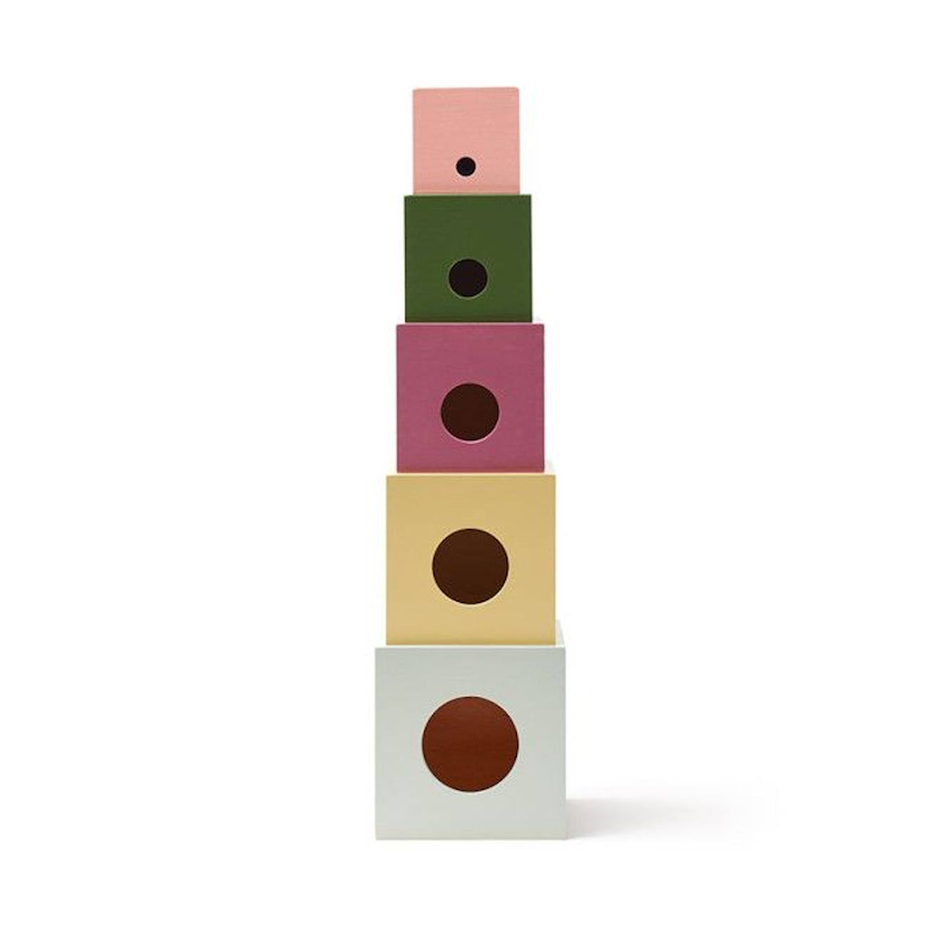 Kids Concept - Cubes Bois À Empiler Edvin - 5 Pcs - Couleurs - Kids Concept Beige