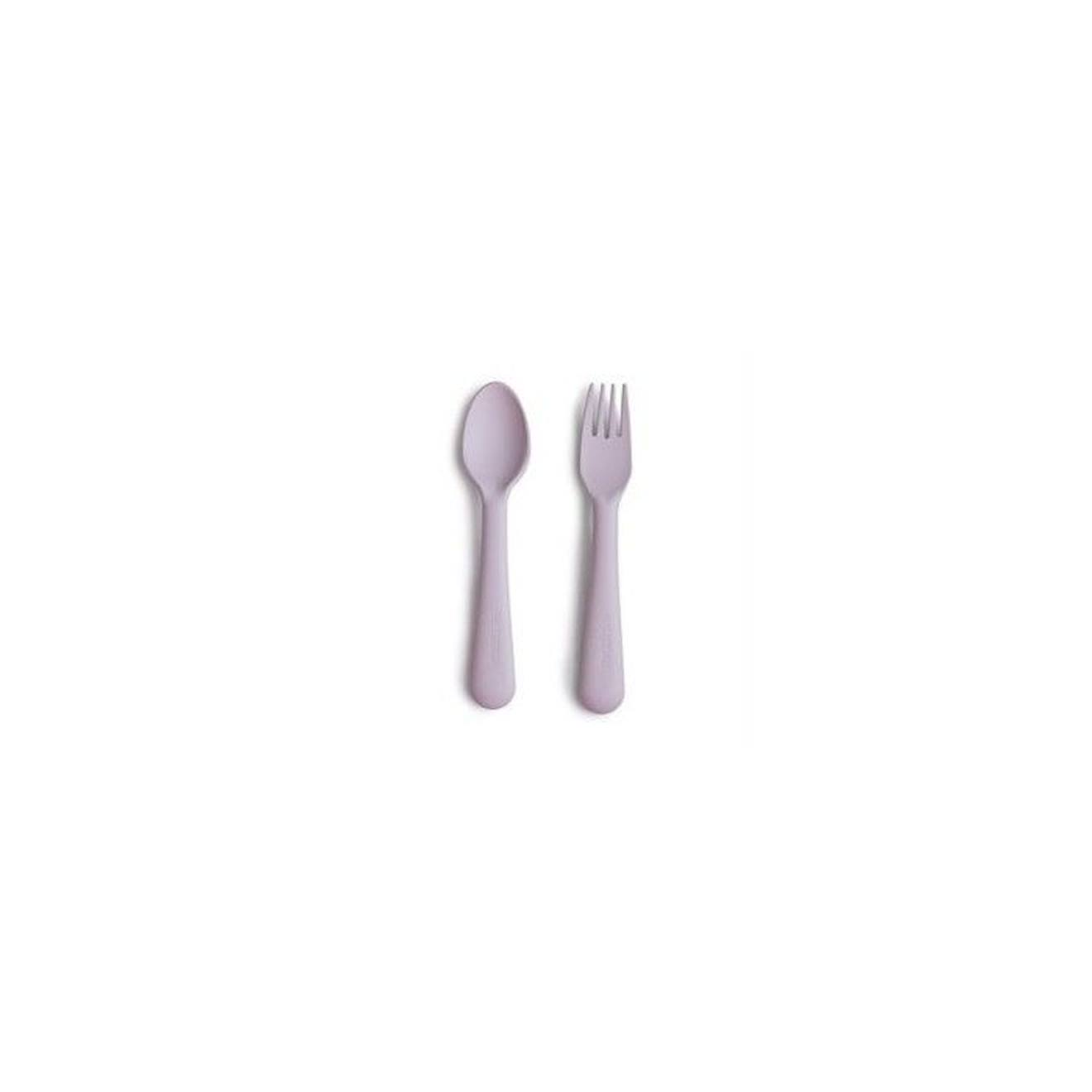 Cuillère Et Fourchette Bébé Violet - Apprentissage Repas - Mushie Violet