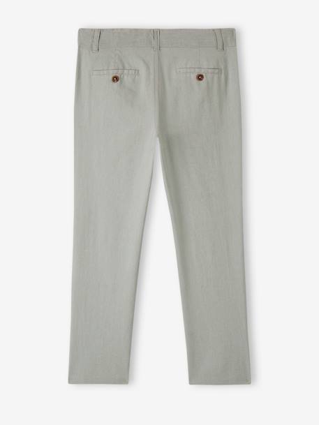 Pantalon garçon cérémonie chino en coton/lin beige+beige clair+bleu+marine foncé+vert sauge 29 - vertbaudet enfant 