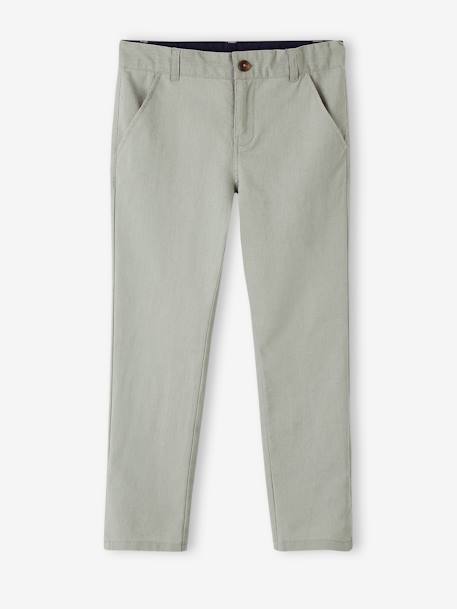 Pantalon garçon cérémonie chino en coton/lin beige+beige clair+bleu+marine foncé+vert sauge 28 - vertbaudet enfant 