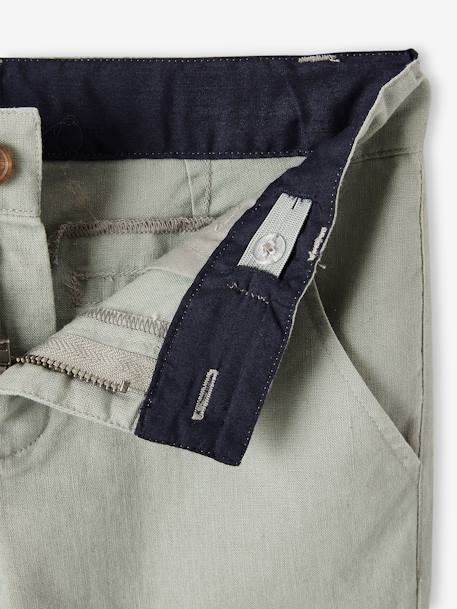 Pantalon garçon cérémonie chino en coton/lin beige+beige clair+bleu+marine foncé+vert sauge 30 - vertbaudet enfant 