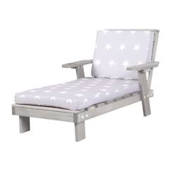 -Chaise Longue Enfant - ROBA - Little Stars - Bois Massif - Coussins Déhoussables - Résistante aux Intempéries