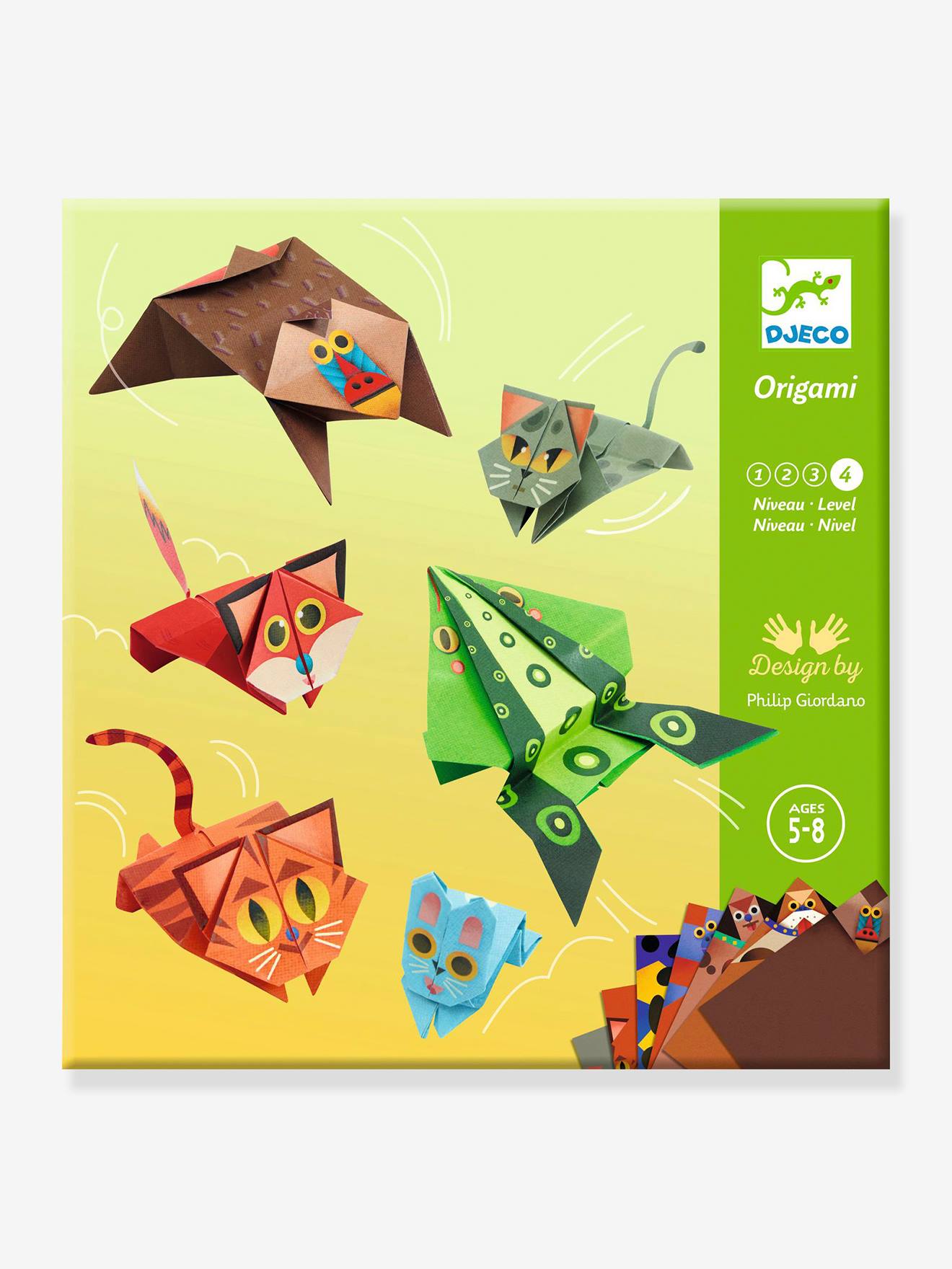Origami facile - Les animaux sauteurs DJECO multicolore