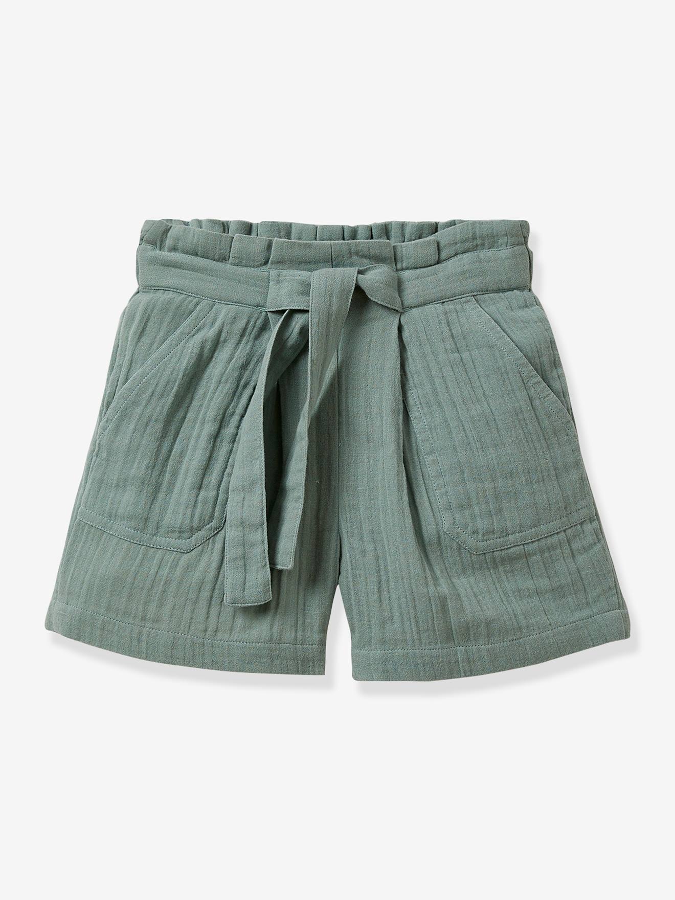 Short Fille En Gaze De Coton Cyrillus Vert Sapin