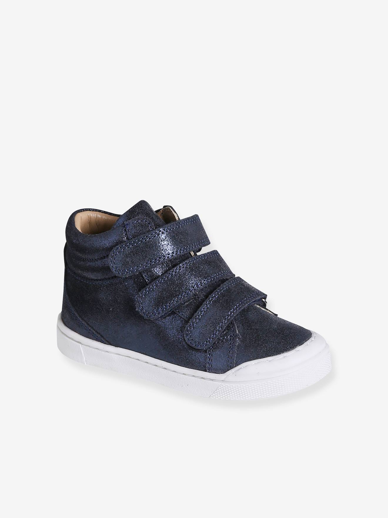 Baskets MID cuir scratchées fille collection maternelle marine