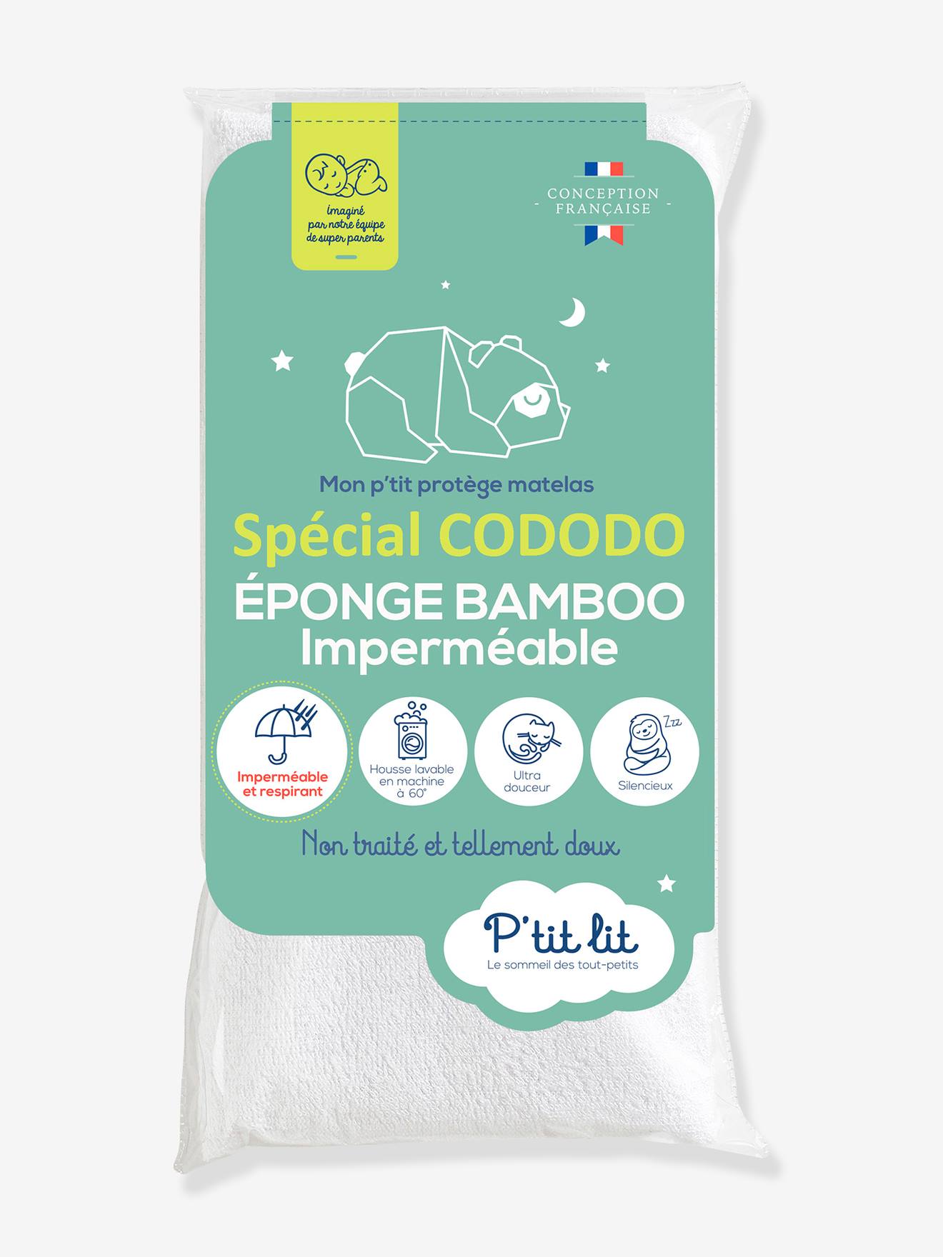 Alèse imperméable Bamboo non traitée spéciale CODODO P'TIT LIT blanc