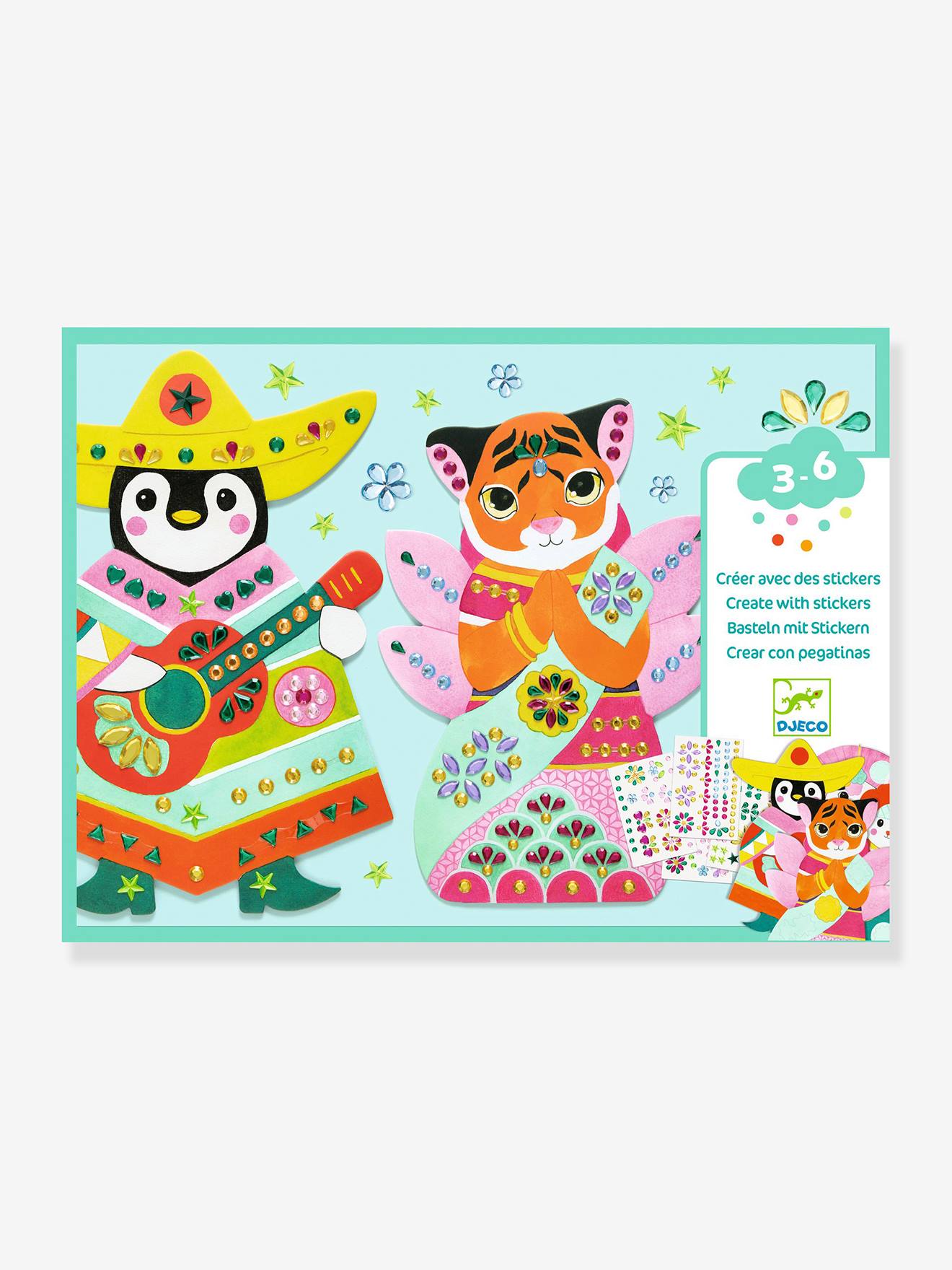 Activité de collage avec stickers brillants DJECO brillant