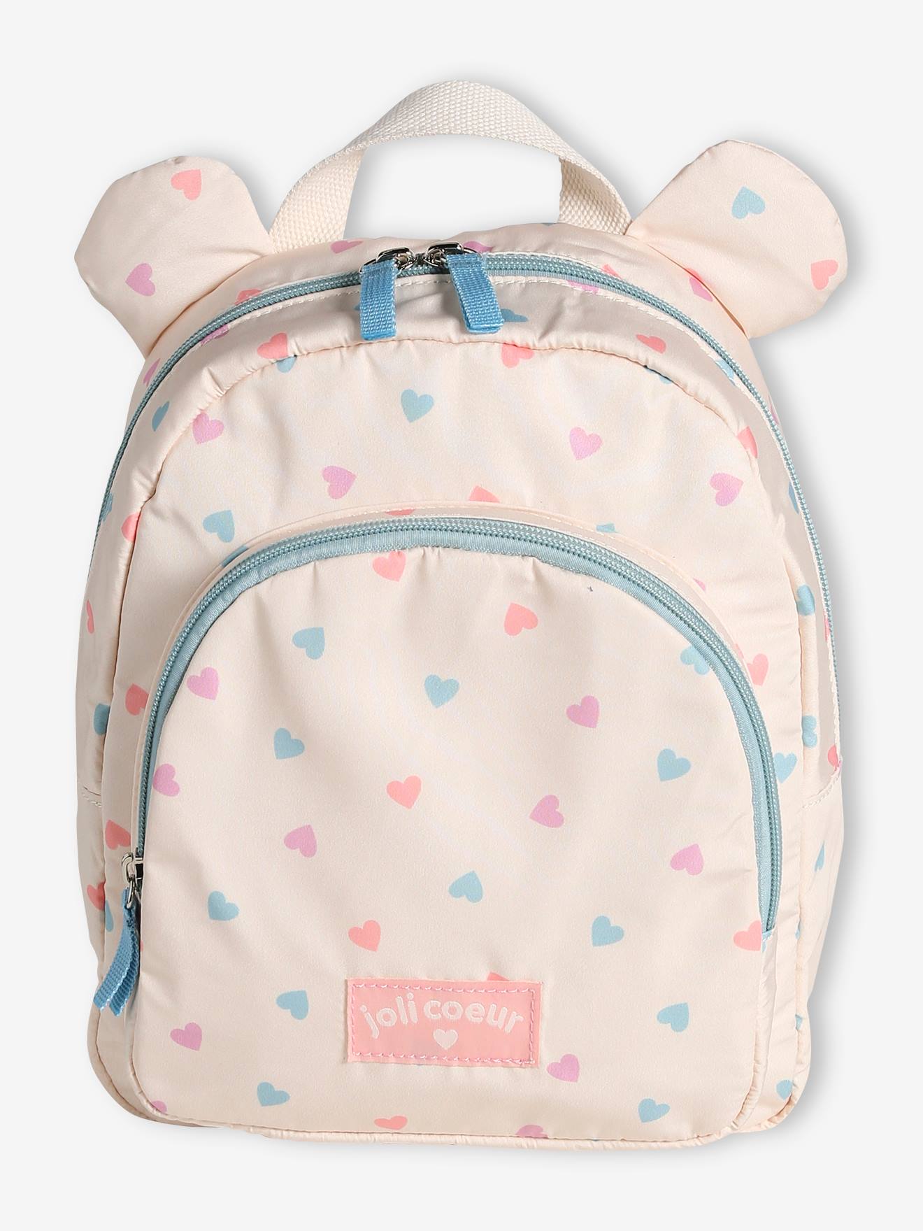 Sac à dos fille maternelle Joli coeur écru
