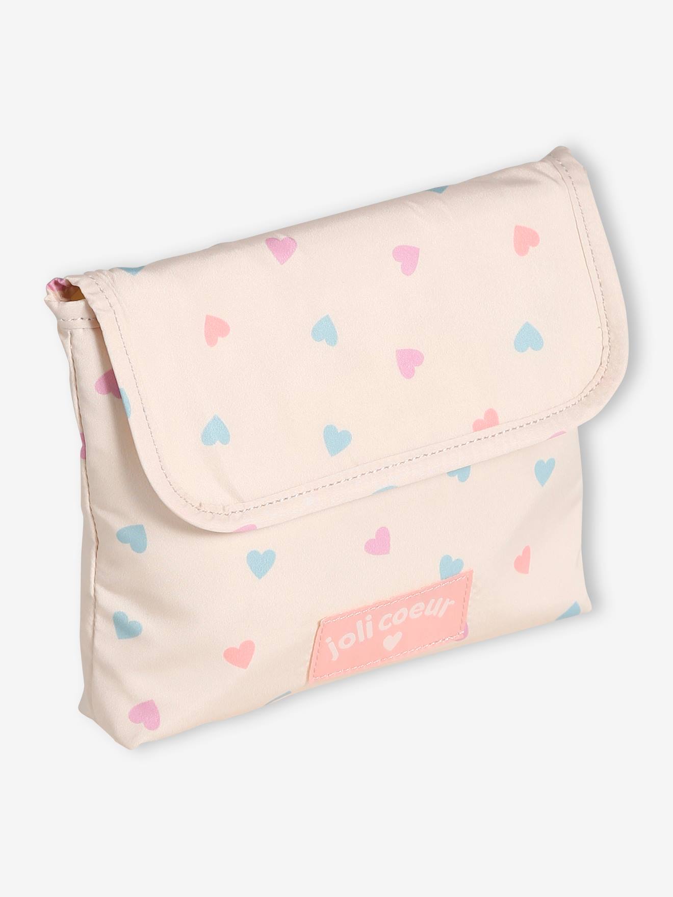 Sac à goûter pochette joli coeur fille écru
