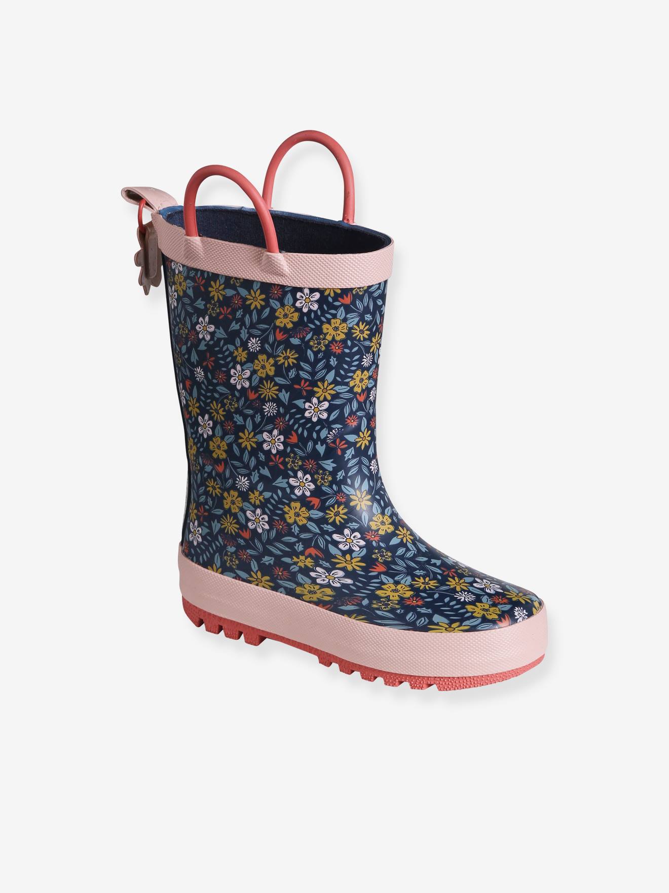 Bottes de pluie fille caoutchouc imprimé collection maternelle marine