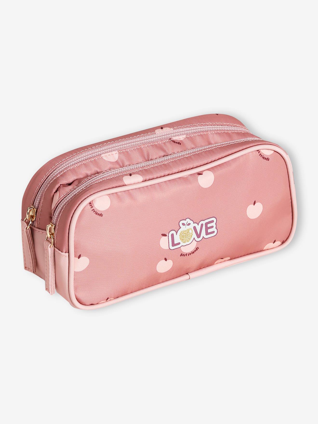 Trousse pommes love Fille bois de rose